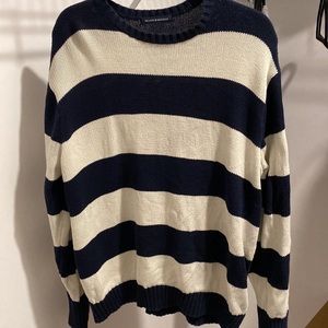Oversized Brandy striped sweater cream/ navy blue